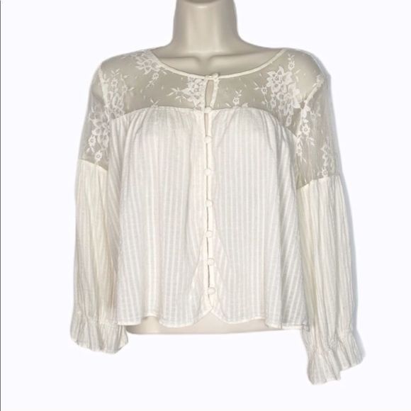 Elysium Lace Blouse Free People Medium - Picture 2 of 7